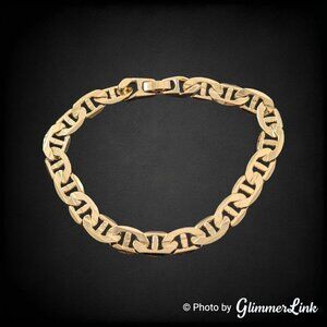 Flat Anchor Link Unisex Gold Tone Bracelet